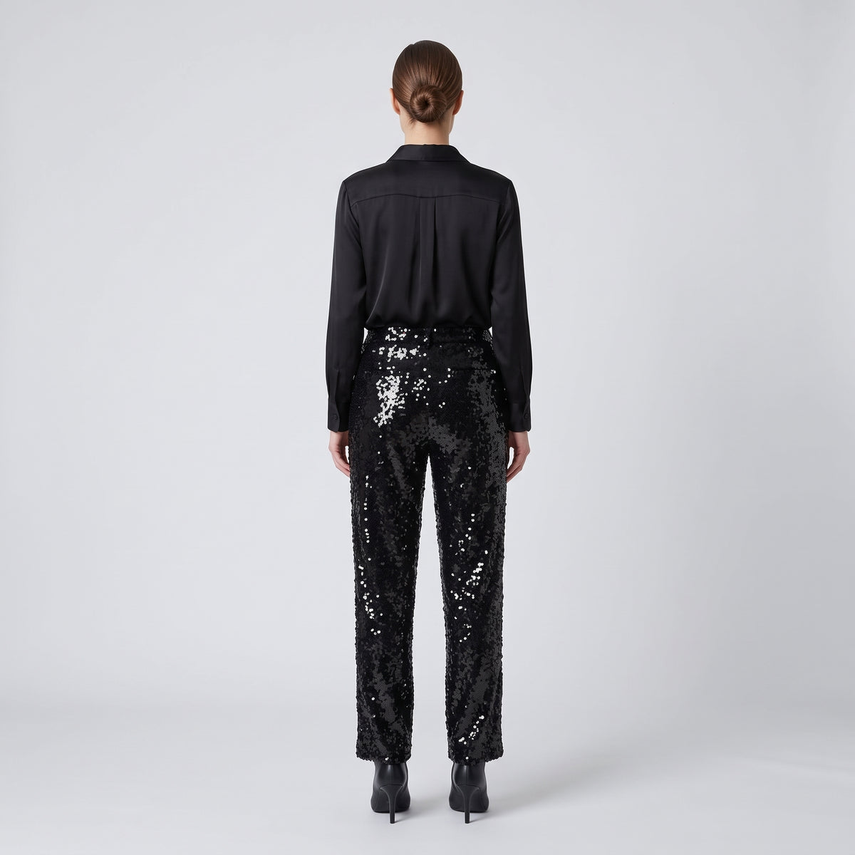 ALBERTA FERRETTI Black Sequin Straight-Leg Trousers - view 5