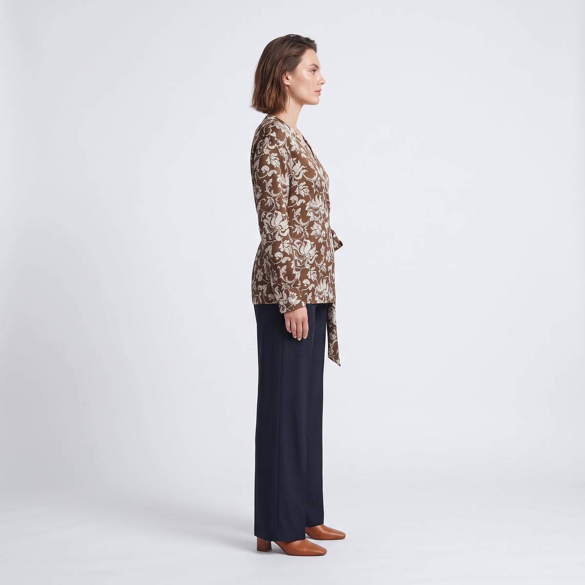 French Lily Floral Wrap Blouse