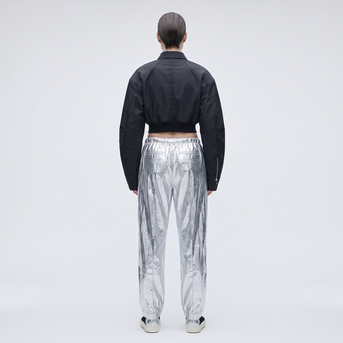 ACT N1 Metallic Silver Drawstring Trousers - view 4