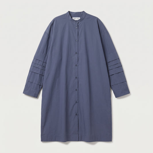 Oversized Pleated-Sleeve Shirt Dress