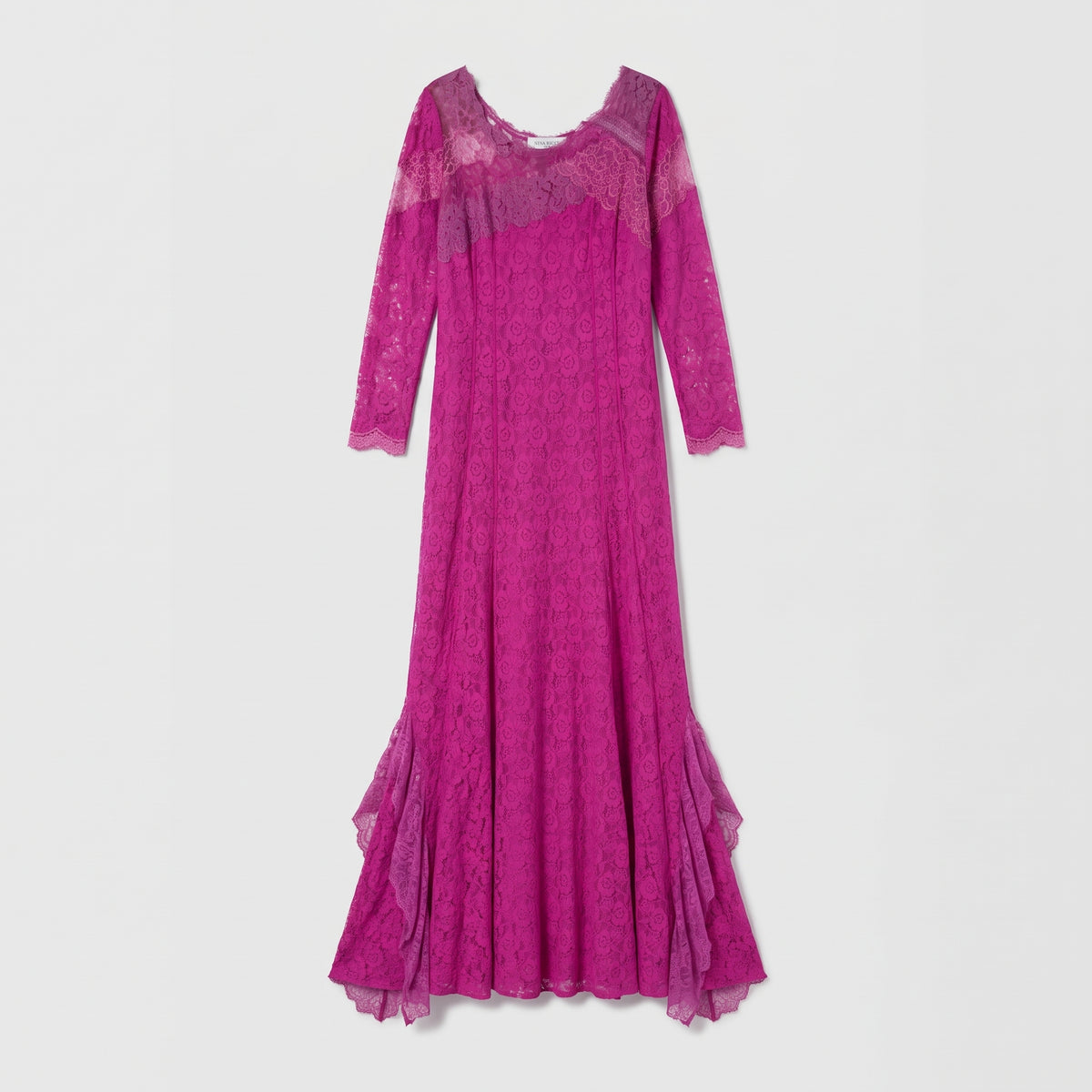 NINA RICCI Elegant Pink Lace Evening Gown