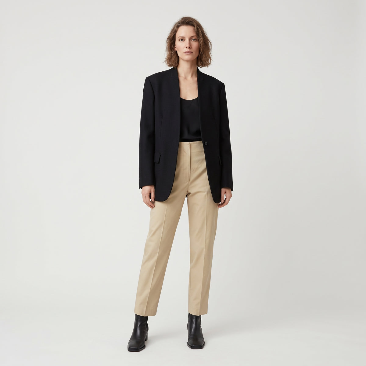 THE ROW Beige Tailored Straight-Leg Trousers - view 3