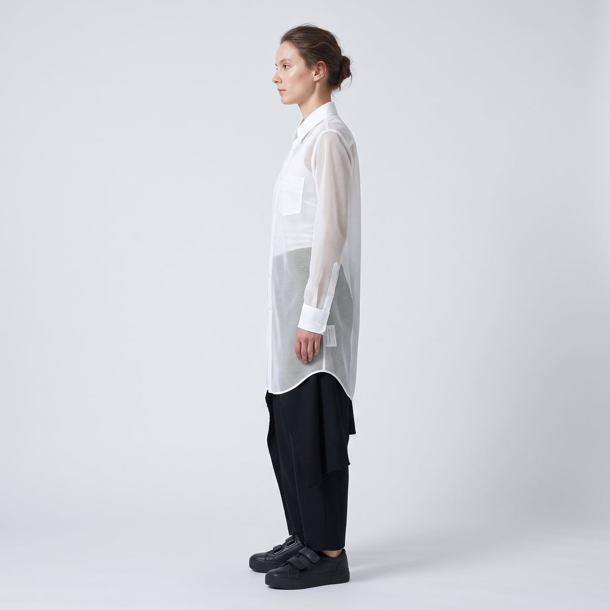 COMME DES GARCONS Sheer Mesh Paneled Shirt - view 4