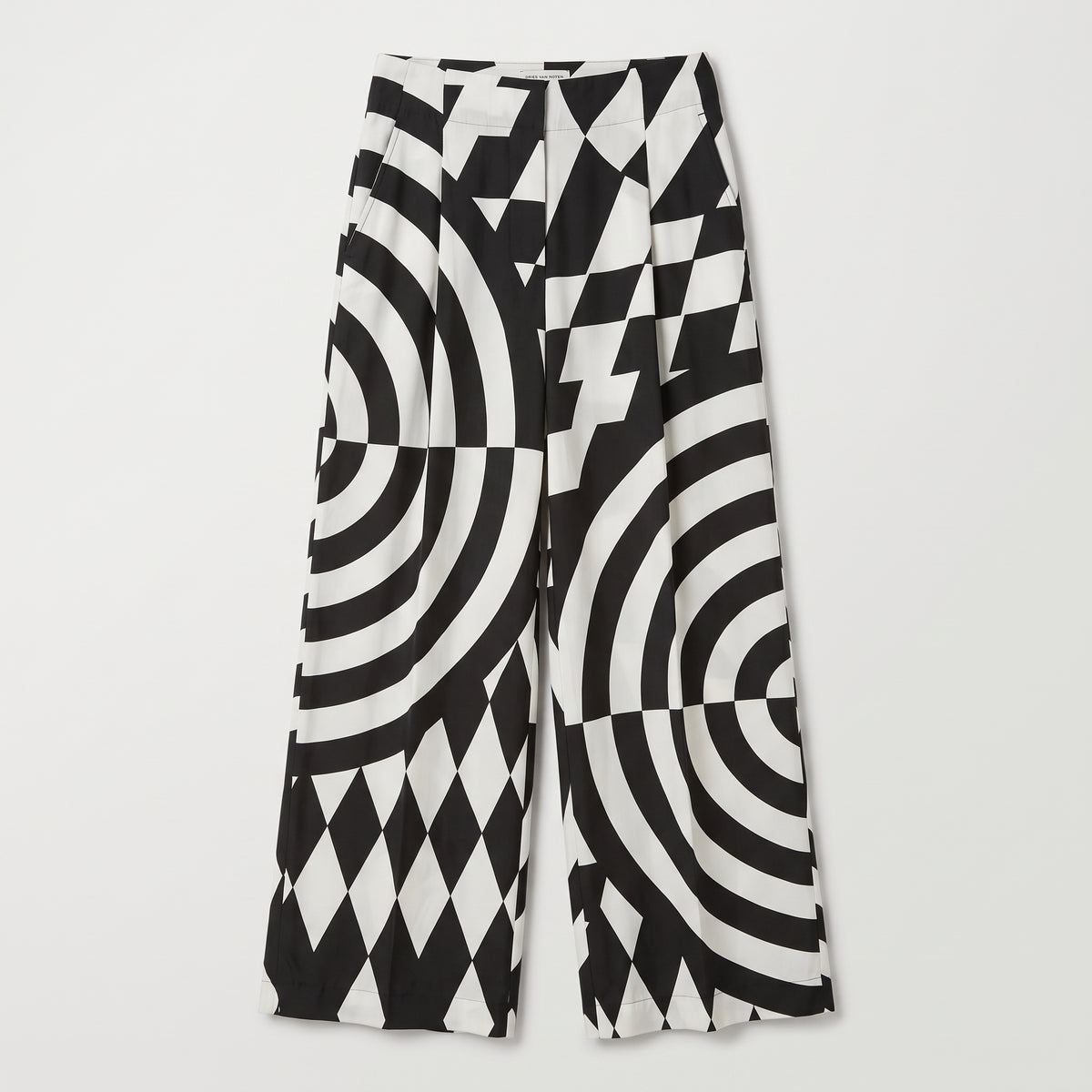Optical Print Wide Leg Trousers
