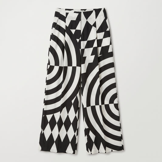 Optical Print Wide Leg Trousers