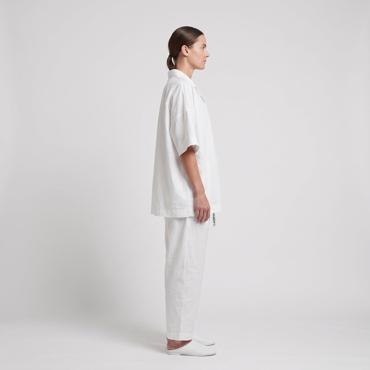 Minimalist White Camp Collar Shirt
