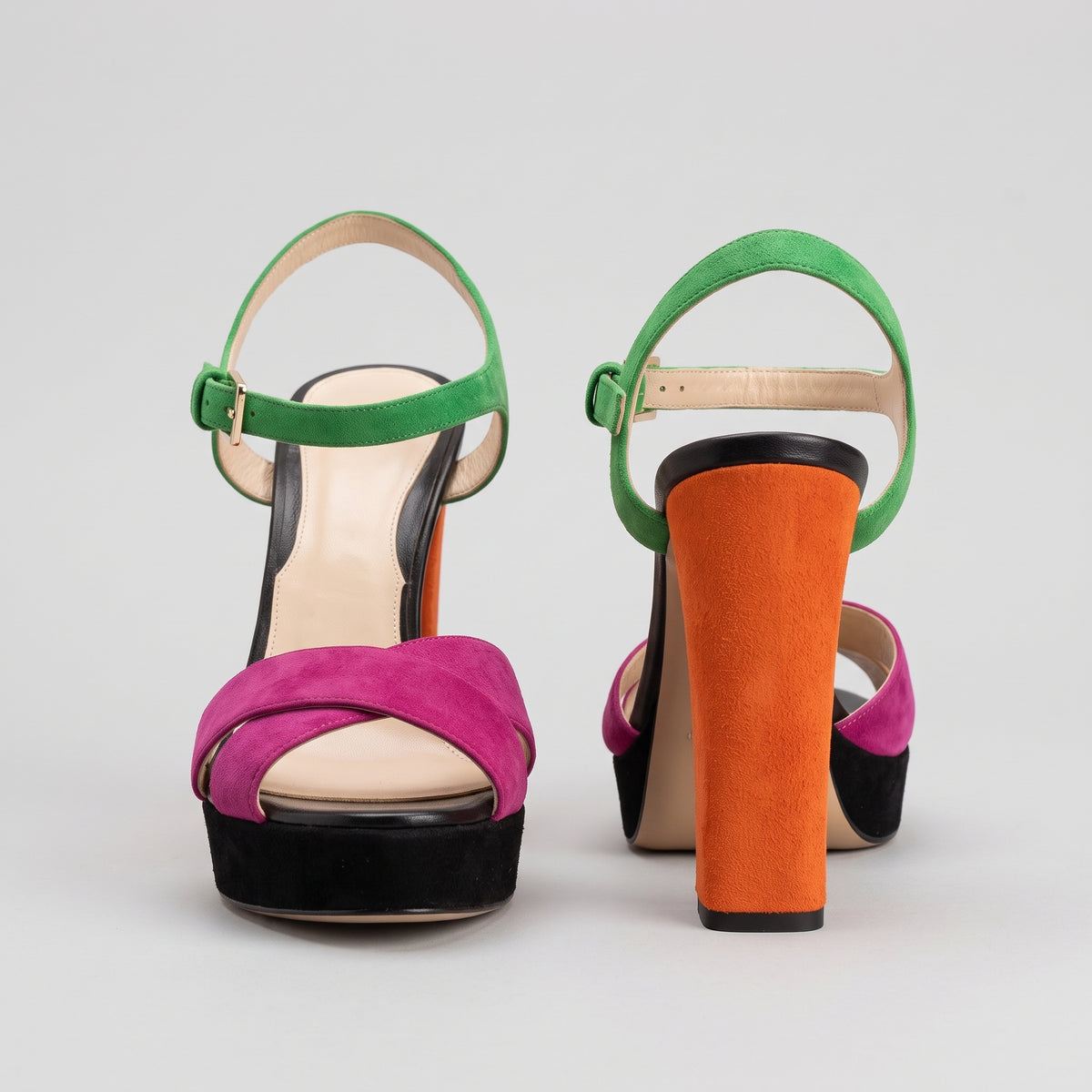 Multicolor Suede Platform Sandals