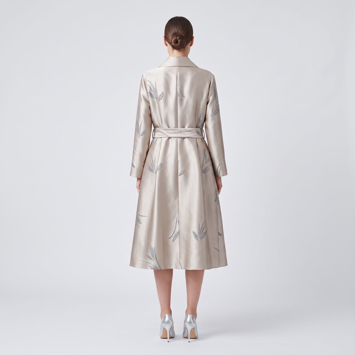 Metallic Leaf Jacquard Dress