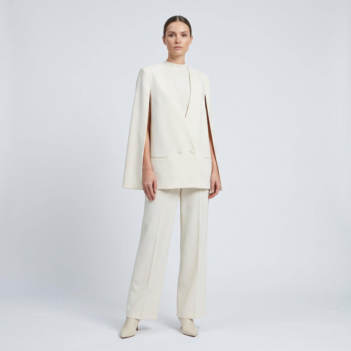 ALBERTA FERRETTI Ivory Cape Sleeve Blazer - view 4