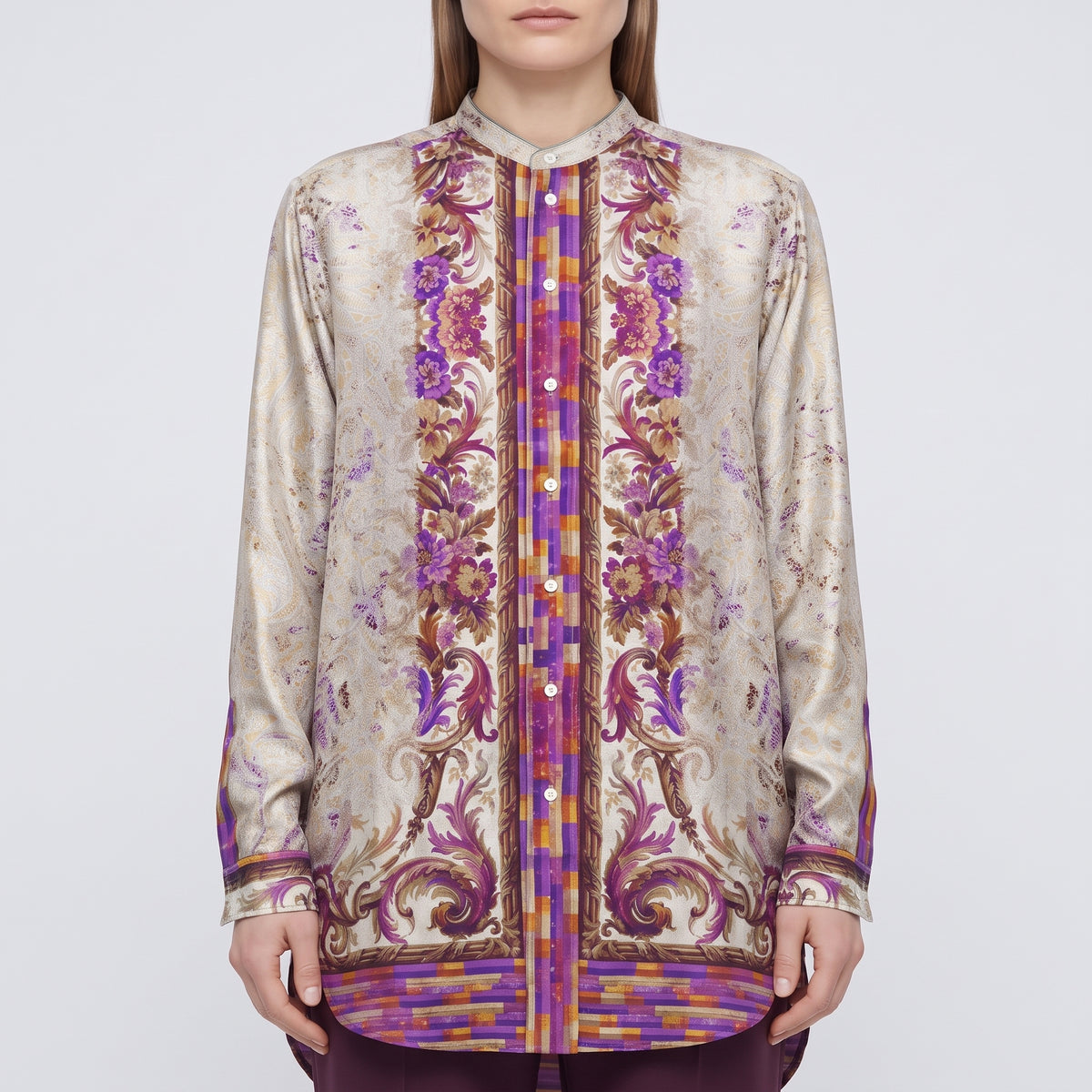PIERRE LOUIS MASCIA Floral Print Mandarin Collar Shirt - view 2