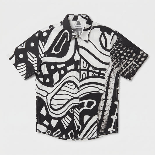 WUMAN Monochrome Graphic Short Sleeve Shirt