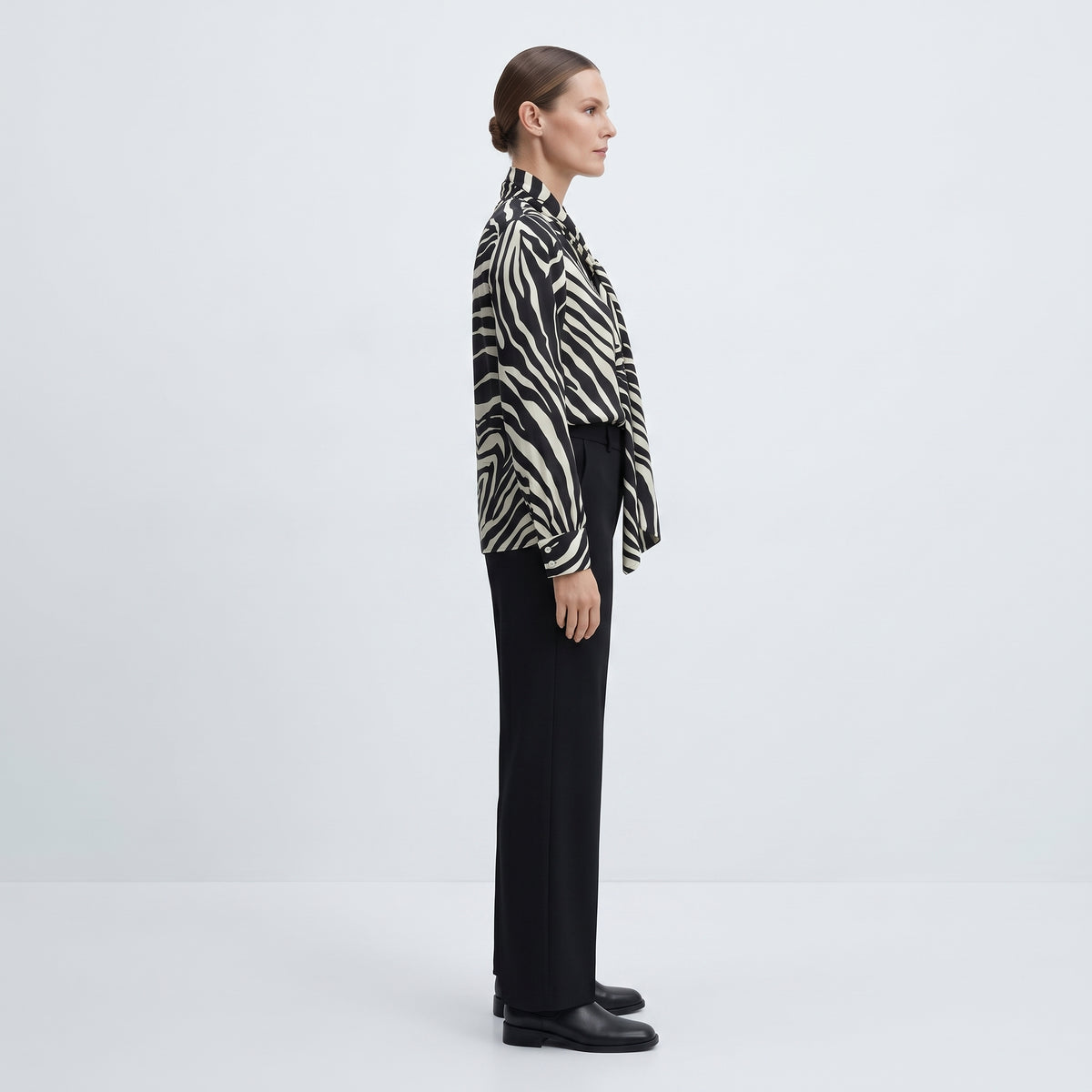 CALCATERRA Zebra Print Tie Neck Blouse - view 5