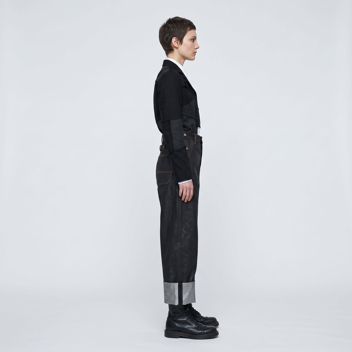 Metallic Cuff Wide Leg Trousers