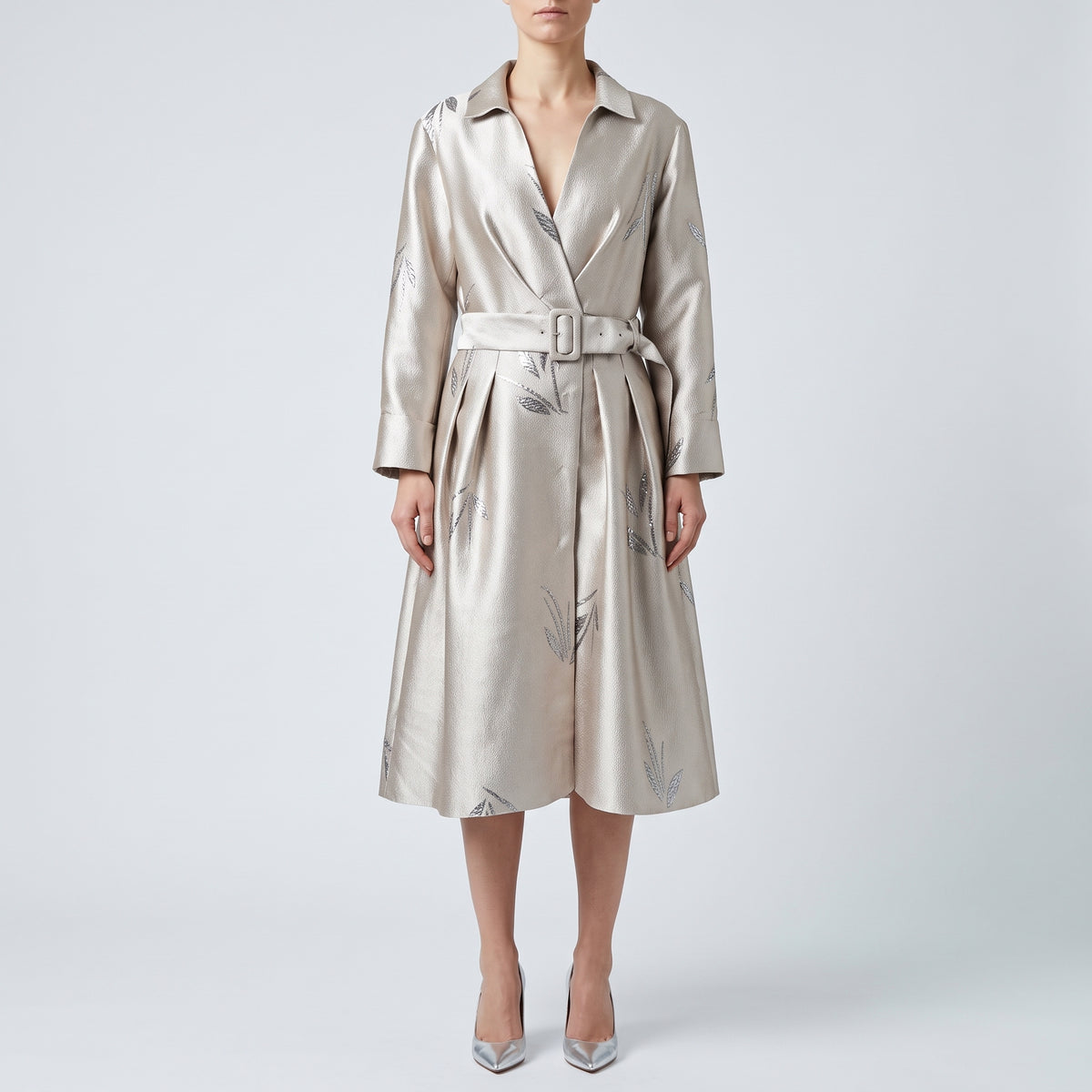 NATAN Metallic Jacquard Belted Dress - view 4