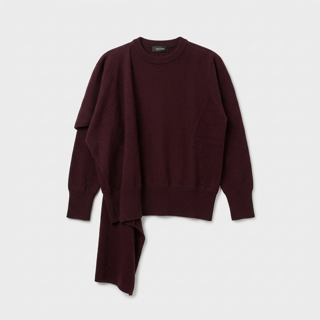 NATAN Asymmetric Draped Wool Cashmere Sweater