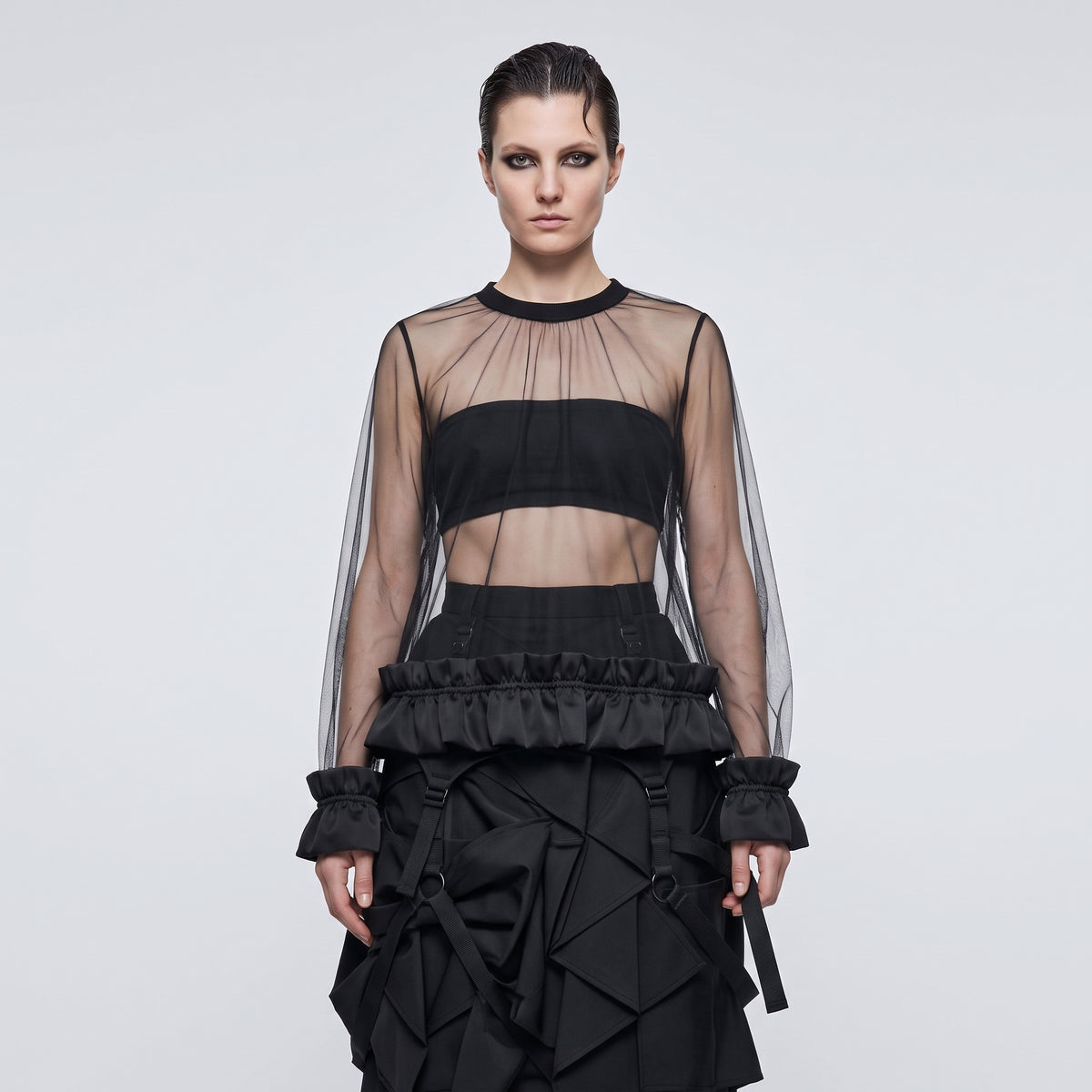 NOIR KEI NINOMIYA Sheer Ruffled Tulle Blouse - view 2