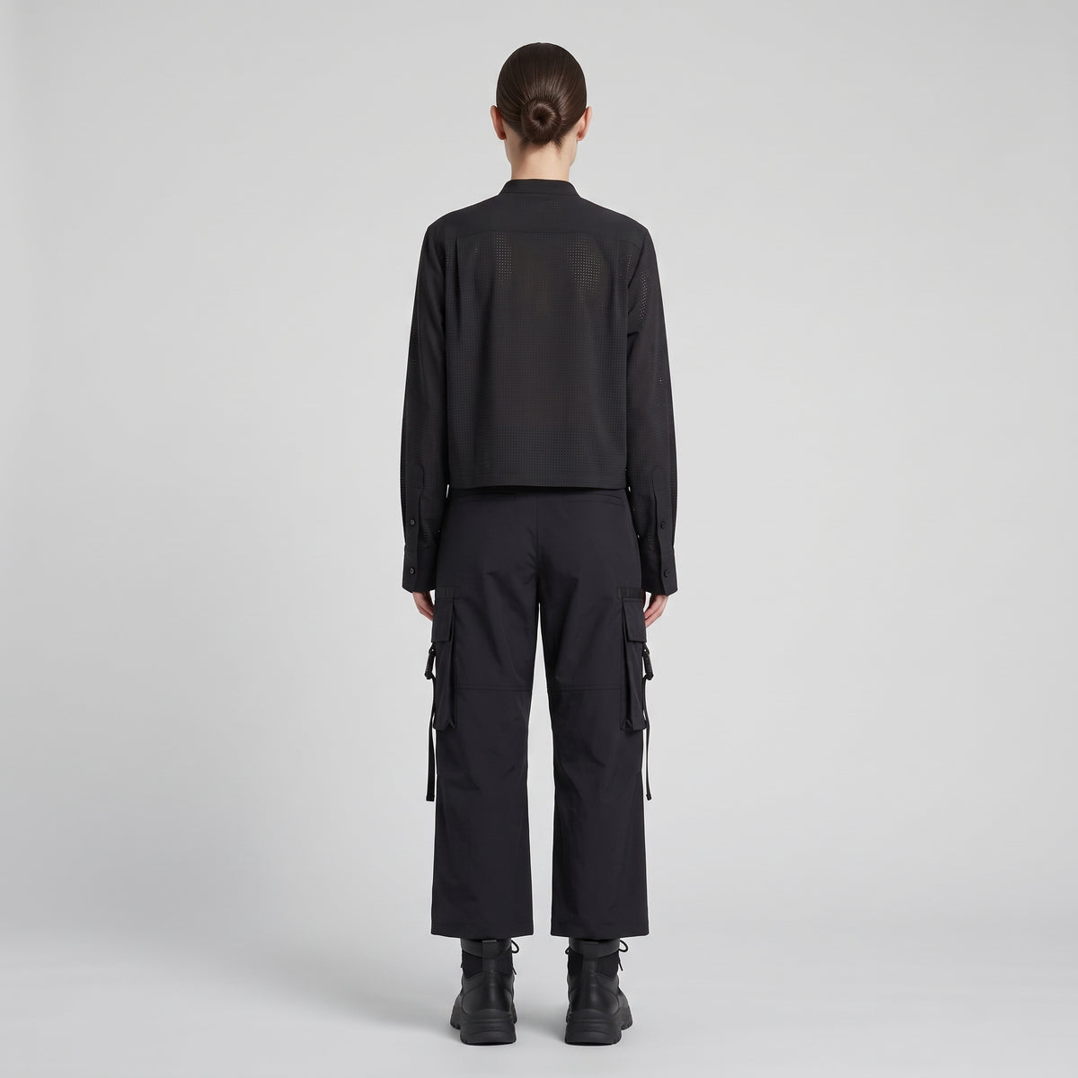 HYKE Black Perforated Band Collar Blouse - view 5