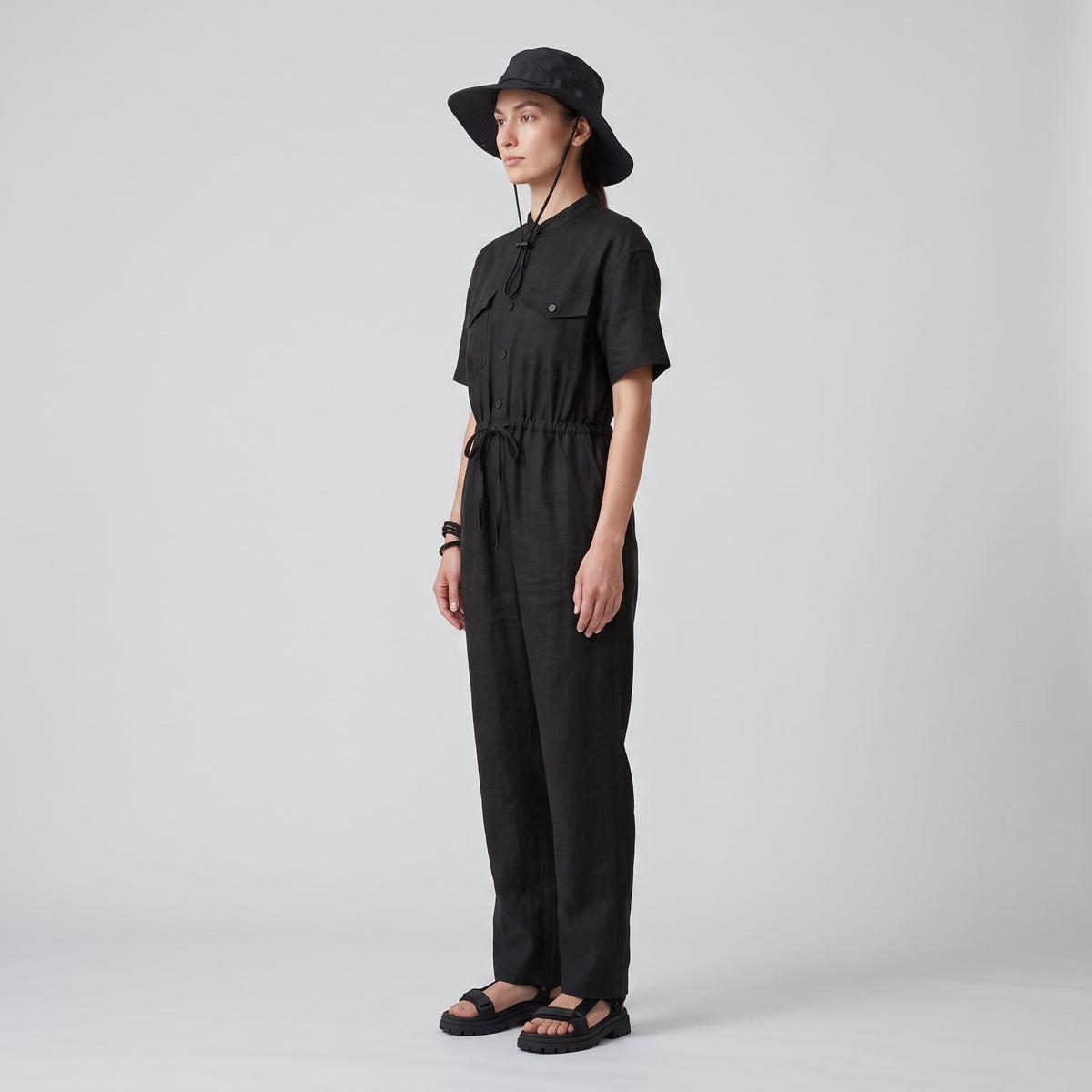 HYKE Black Short Sleeve Utility Jumpsuit - view 4