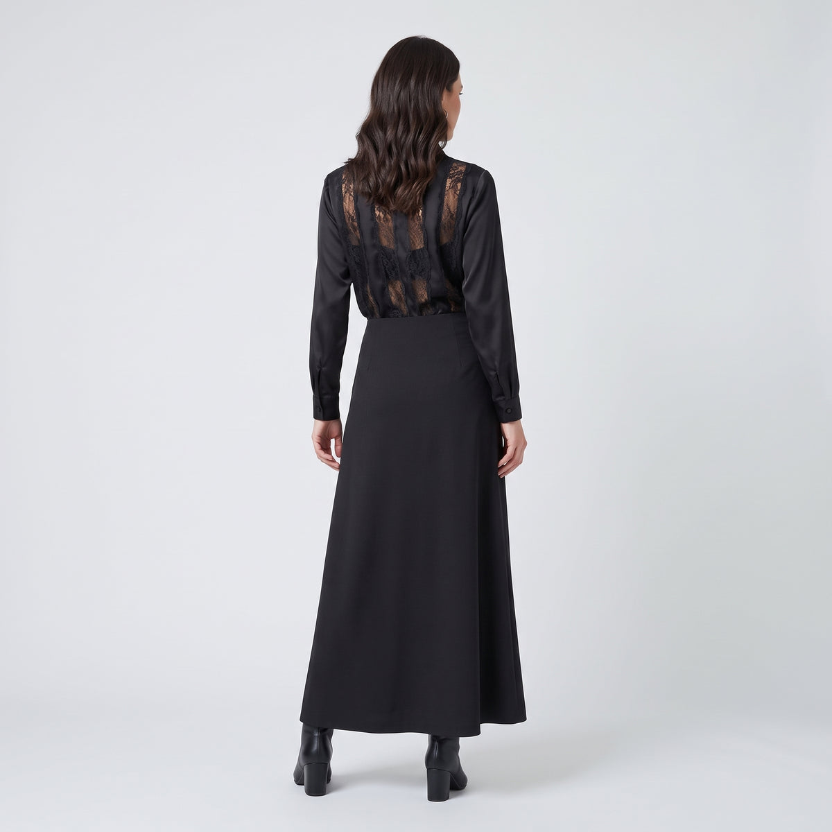 ALBERTA FERRETTI Classic Grey Midi A-Line Skirt - view 5