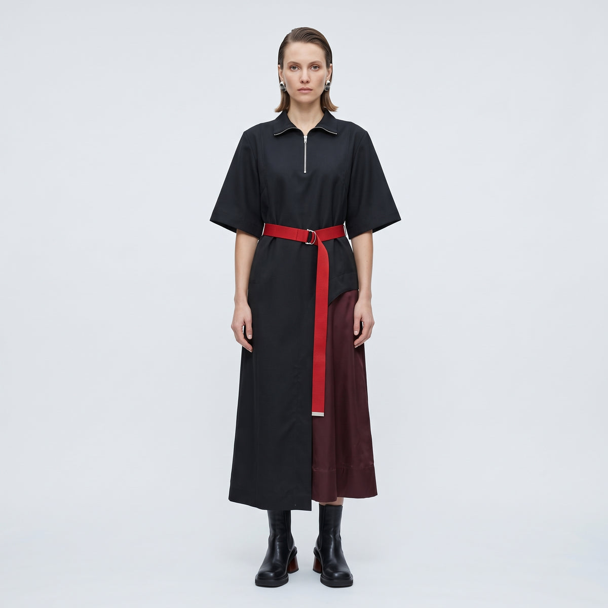 Belted Asymmetric Shirt Dress