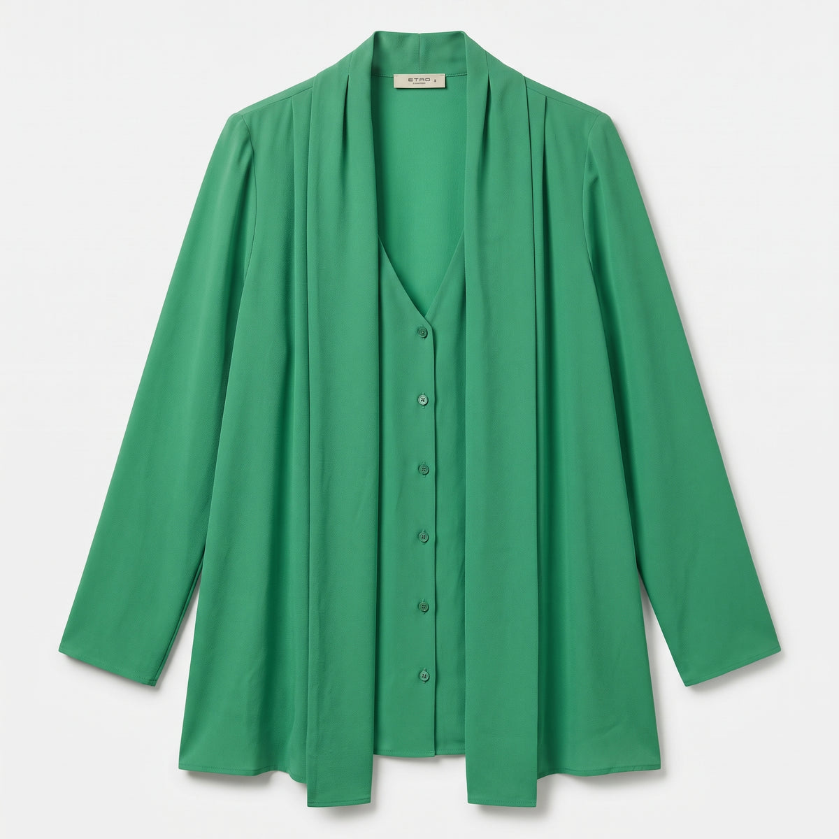 Elegant Draped Green Layered Blouse