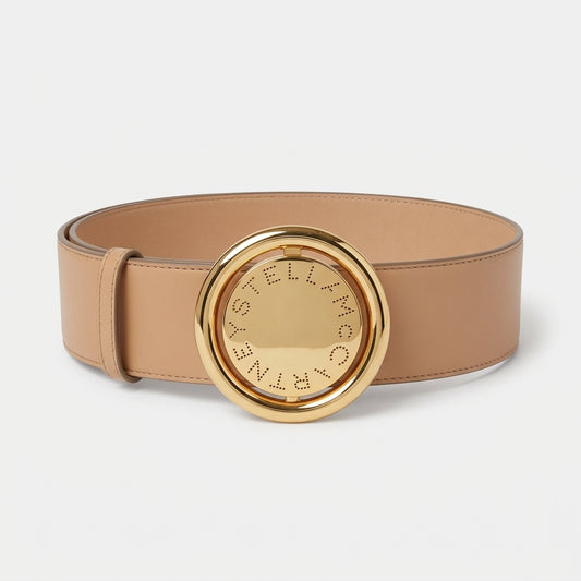 STELLA MCCARTNEY Wide Beige Gold Buckle Belt
