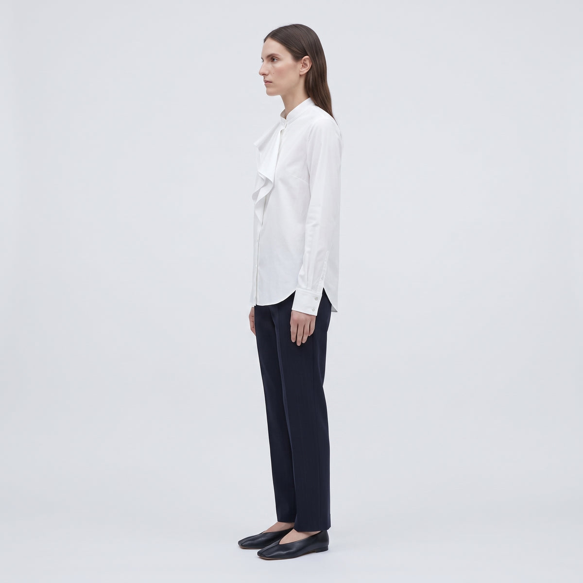 LANVIN Asymmetric Ruffle White Cotton Shirt - view 4