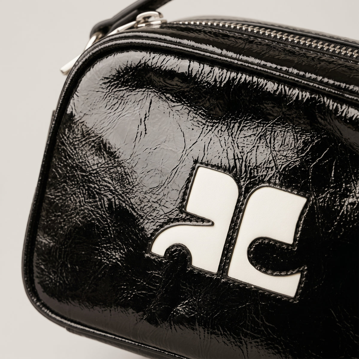 COURREGES Glossy Black Logo Crossbody Bag - view 4