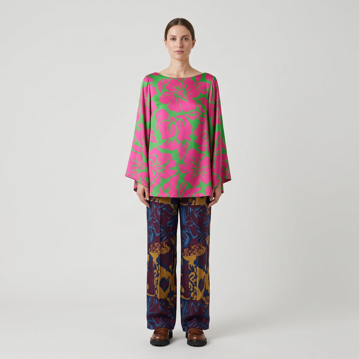 Vibrant Pink Floral Satin Top