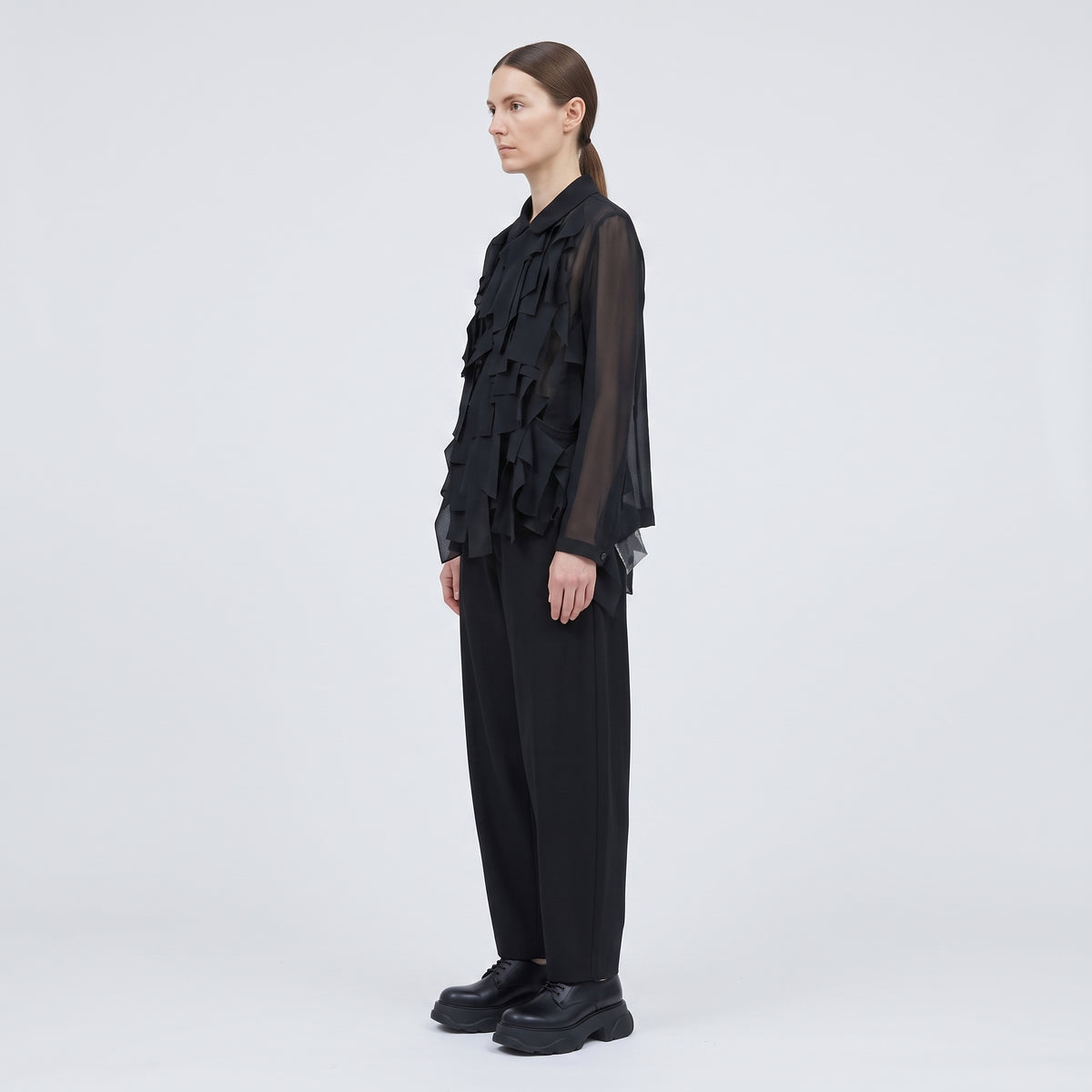 Sheer Ribbon Applique Blouse