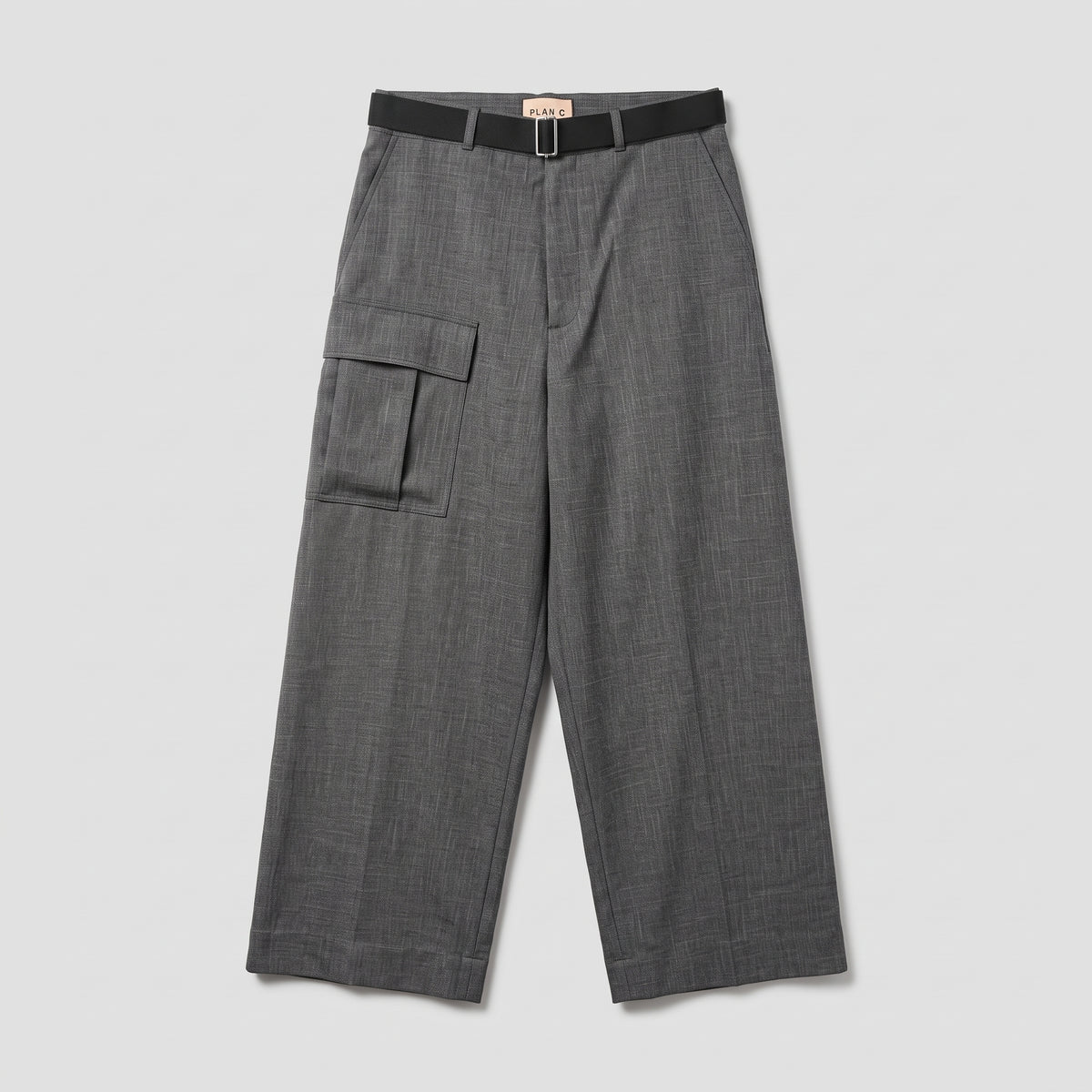 PLAN C Grey Belted Wide-Leg Trousers