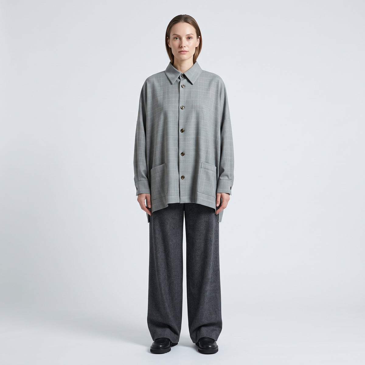 Oversized Grey Plaid Jacket