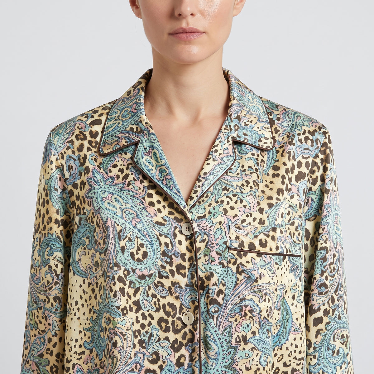 ETRO Paisley Leopard Print Silk Shirt - view 2
