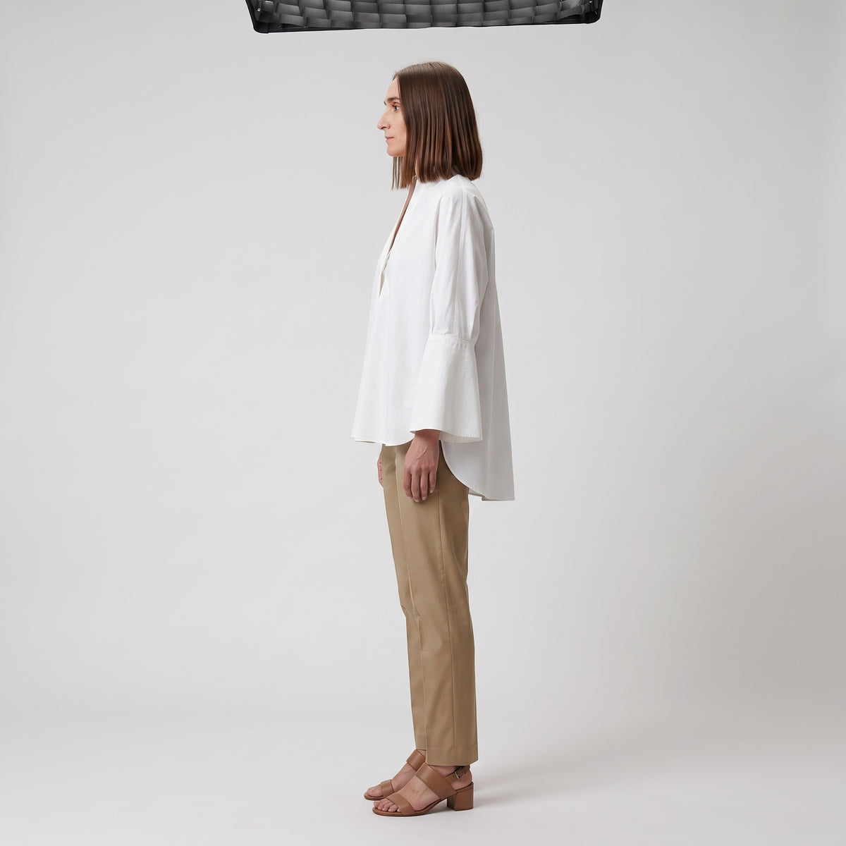 Minimalist White Cotton V-Neck Blouse