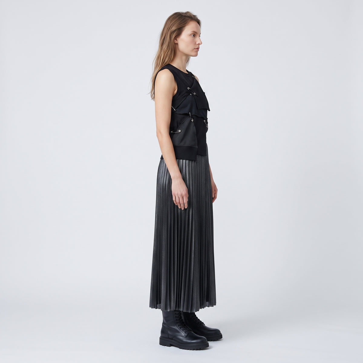 JUNYA WATANABE Pleated Metallic Midi Skirt - view 4