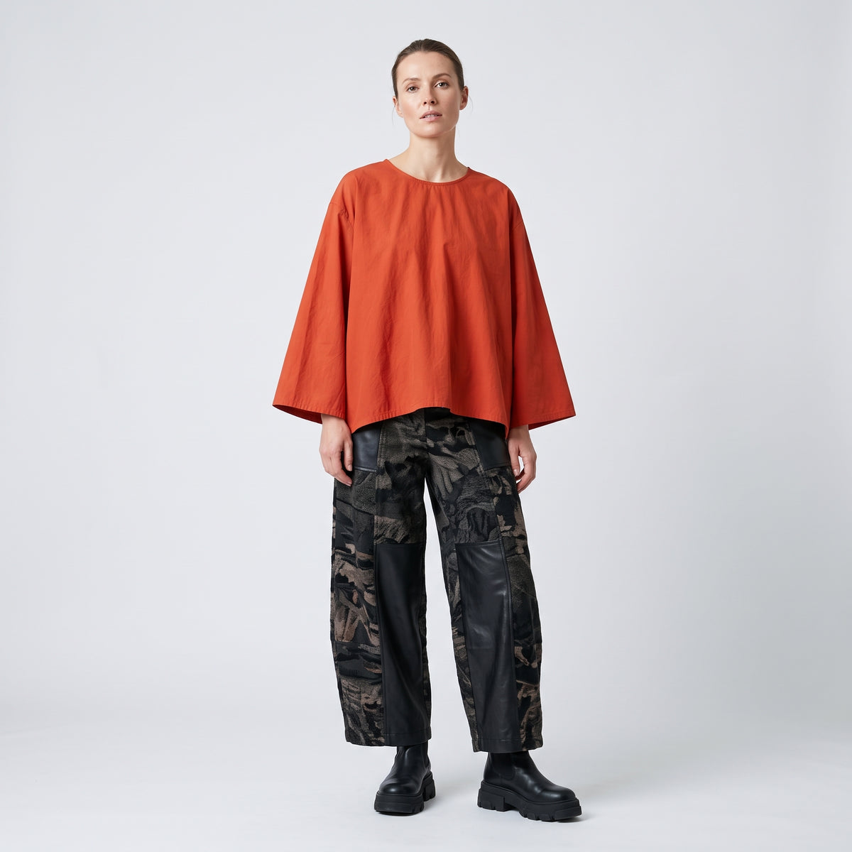 DUSAN Oversized Rust Cotton Top - view 3