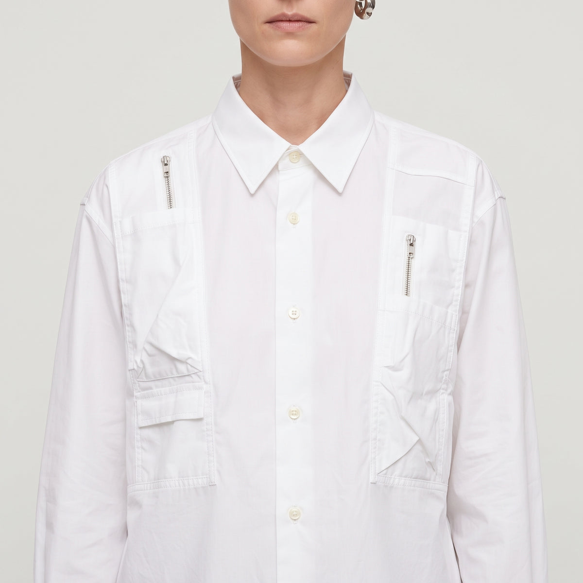 CDG SHIRT White Zipper Detail Utility Shirt - view 2