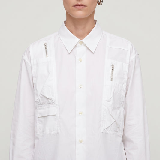 CDG SHIRT White Zipper Detail Utility Shirt - view 2