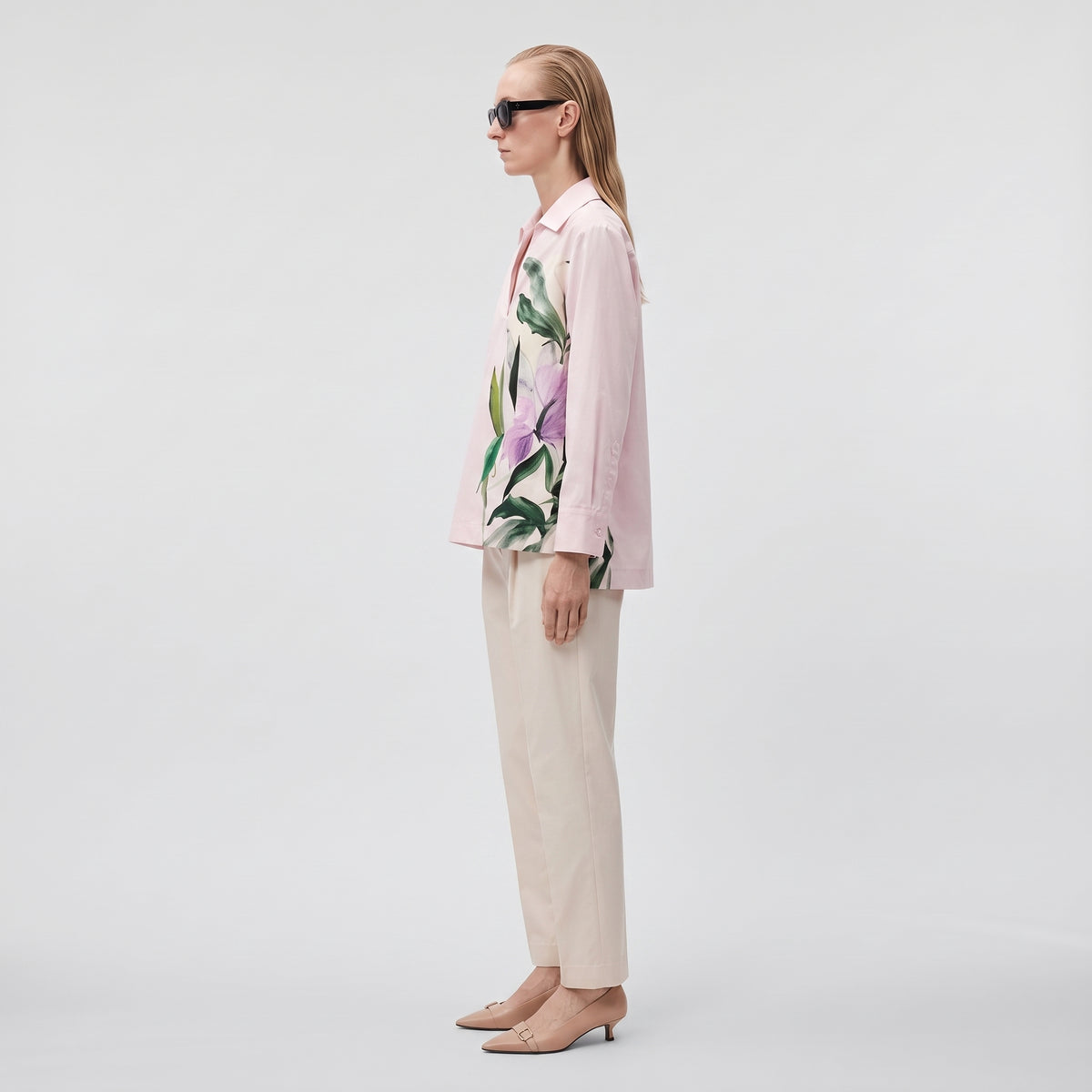 Floral Print Mauve Wrap Blouse