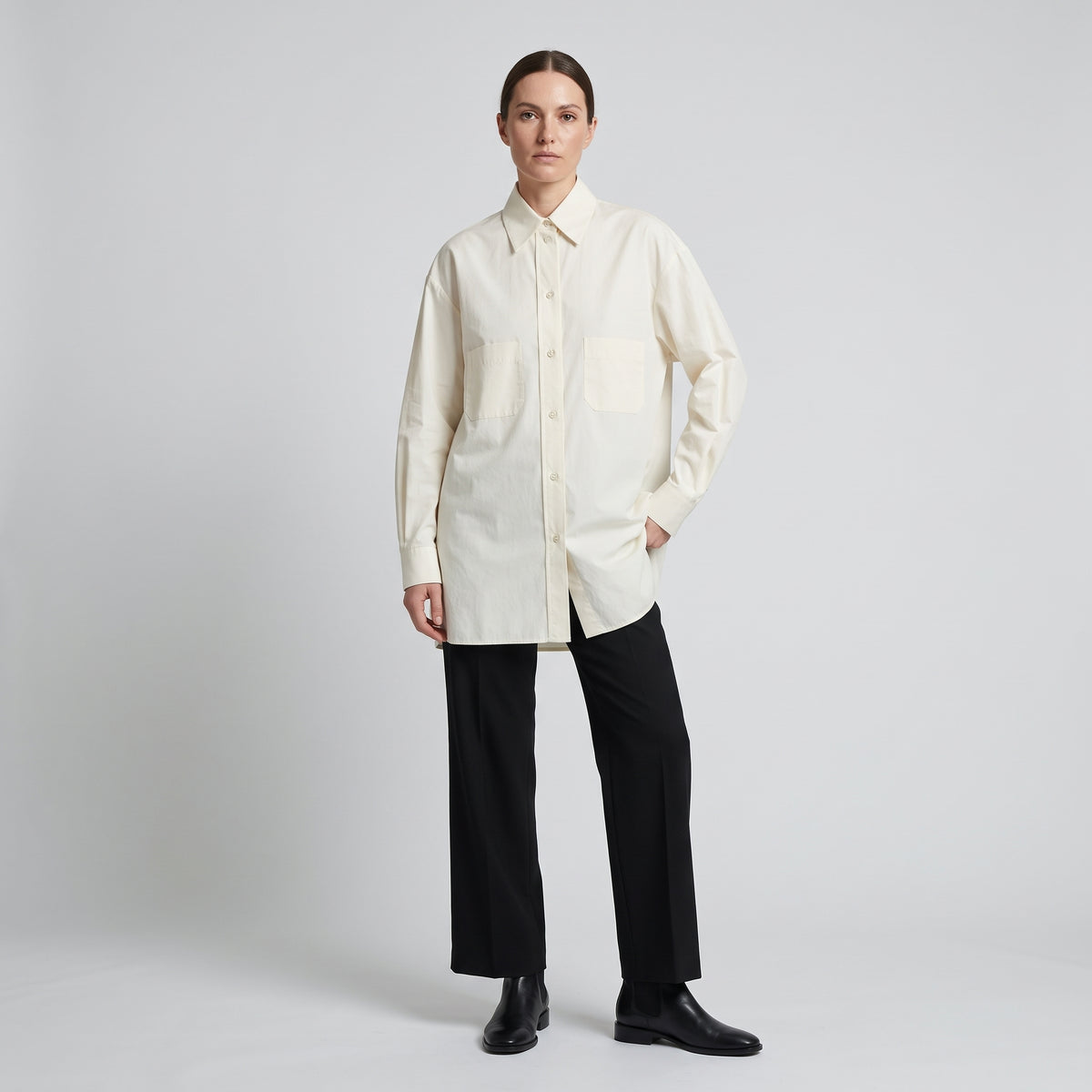 Eggshell Oversized Cotton Shirt
