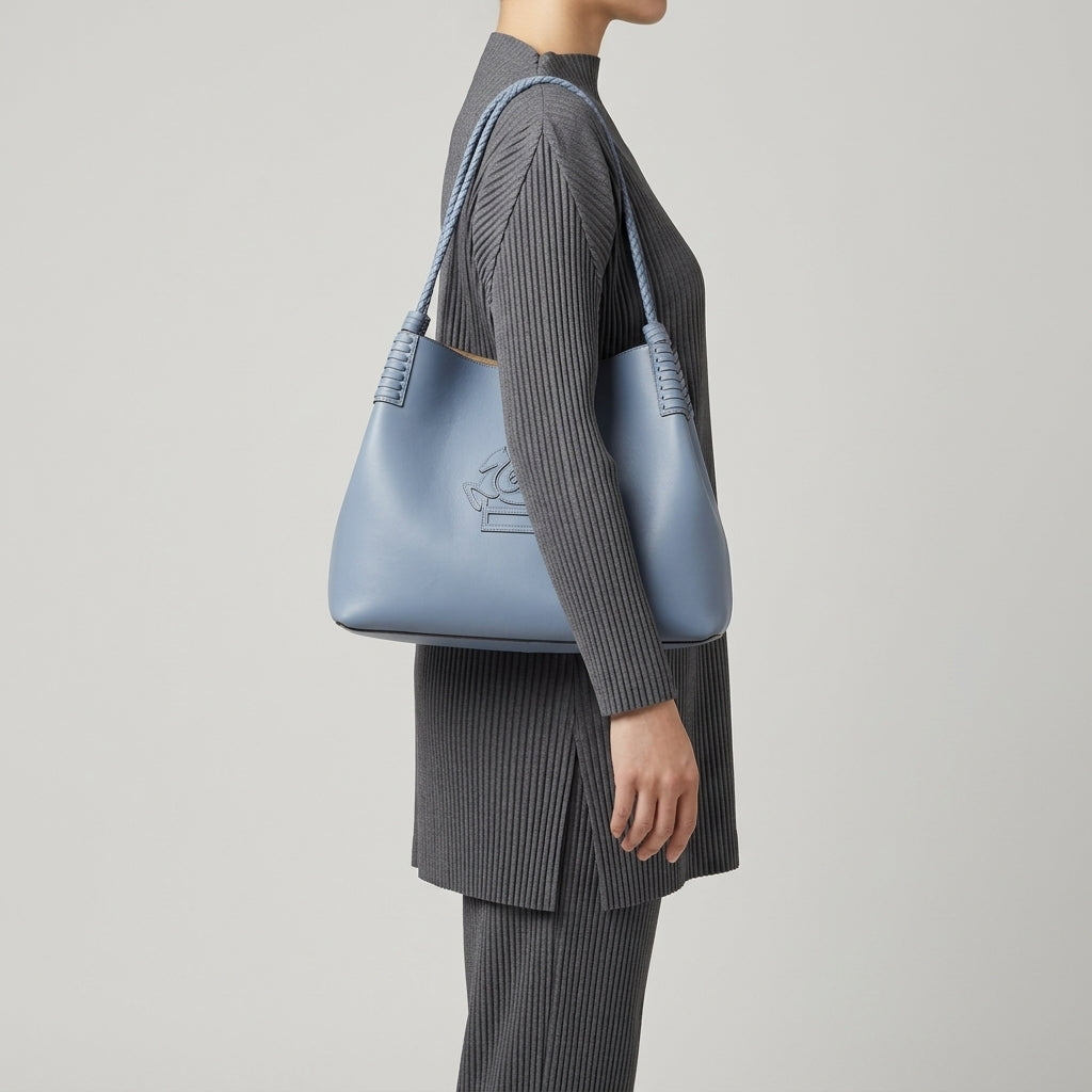 Embossed Pegasus Leather Shoulder Bag