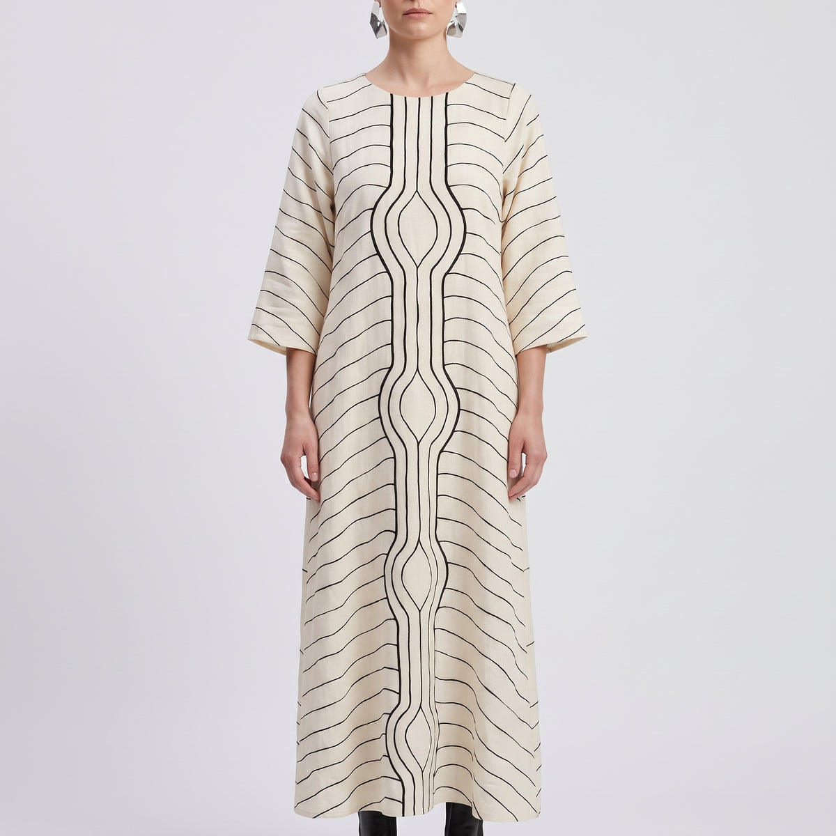 Abstract Line Midi Dress