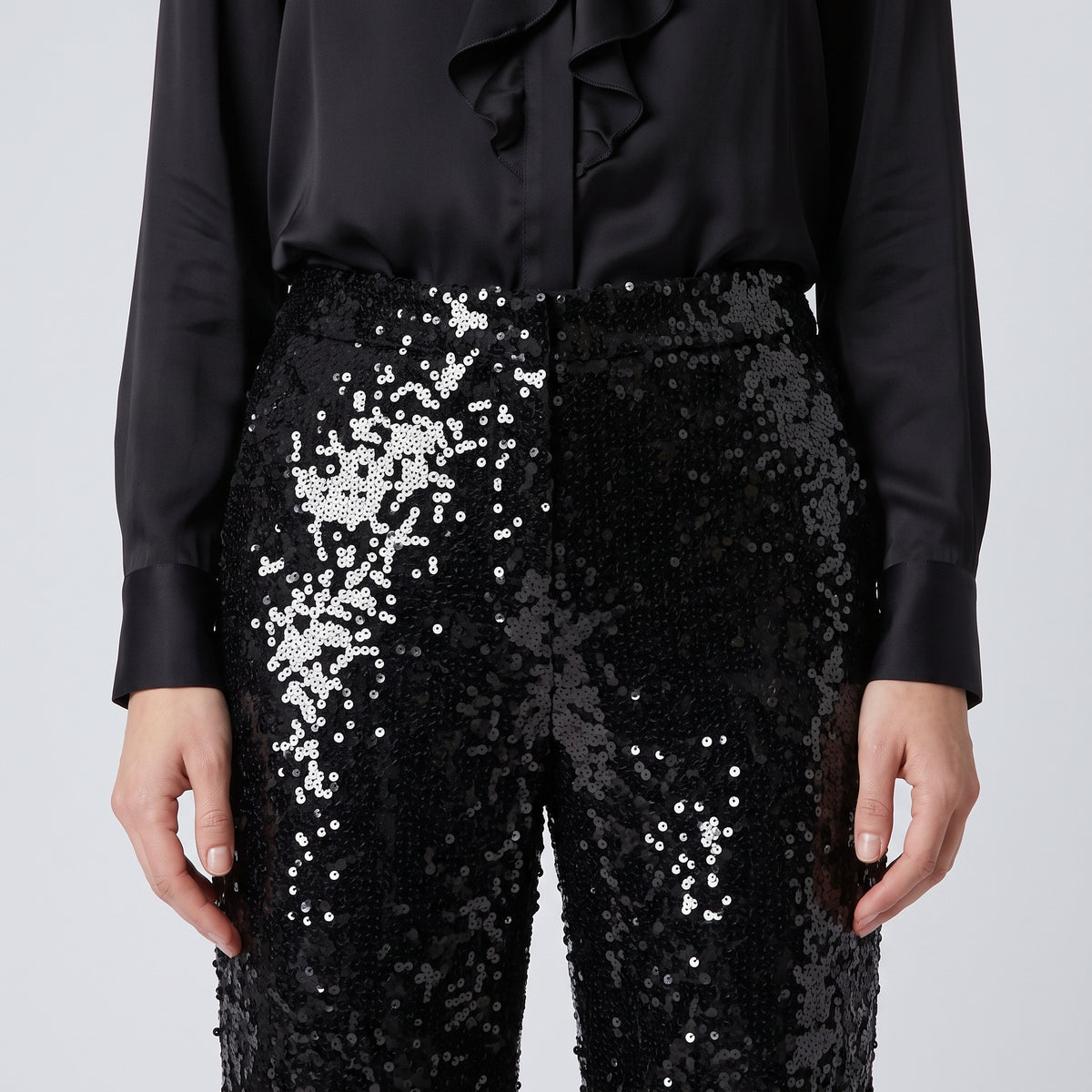ALBERTA FERRETTI Black Sequin Straight-Leg Trousers - view 2