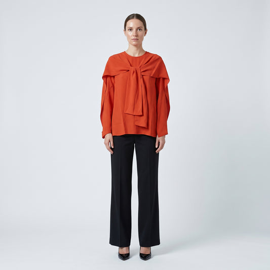 NATAN Draped Tie-Front Red Blouse - view 2