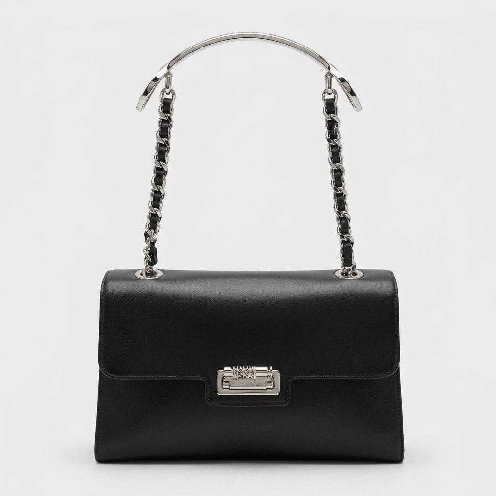 MOSCHINO Elegant Black Leather Handbag