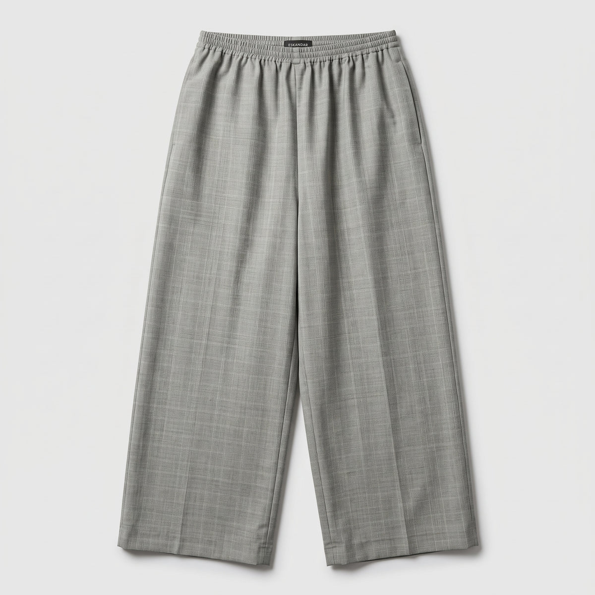 Grey Check Wide Leg Trousers