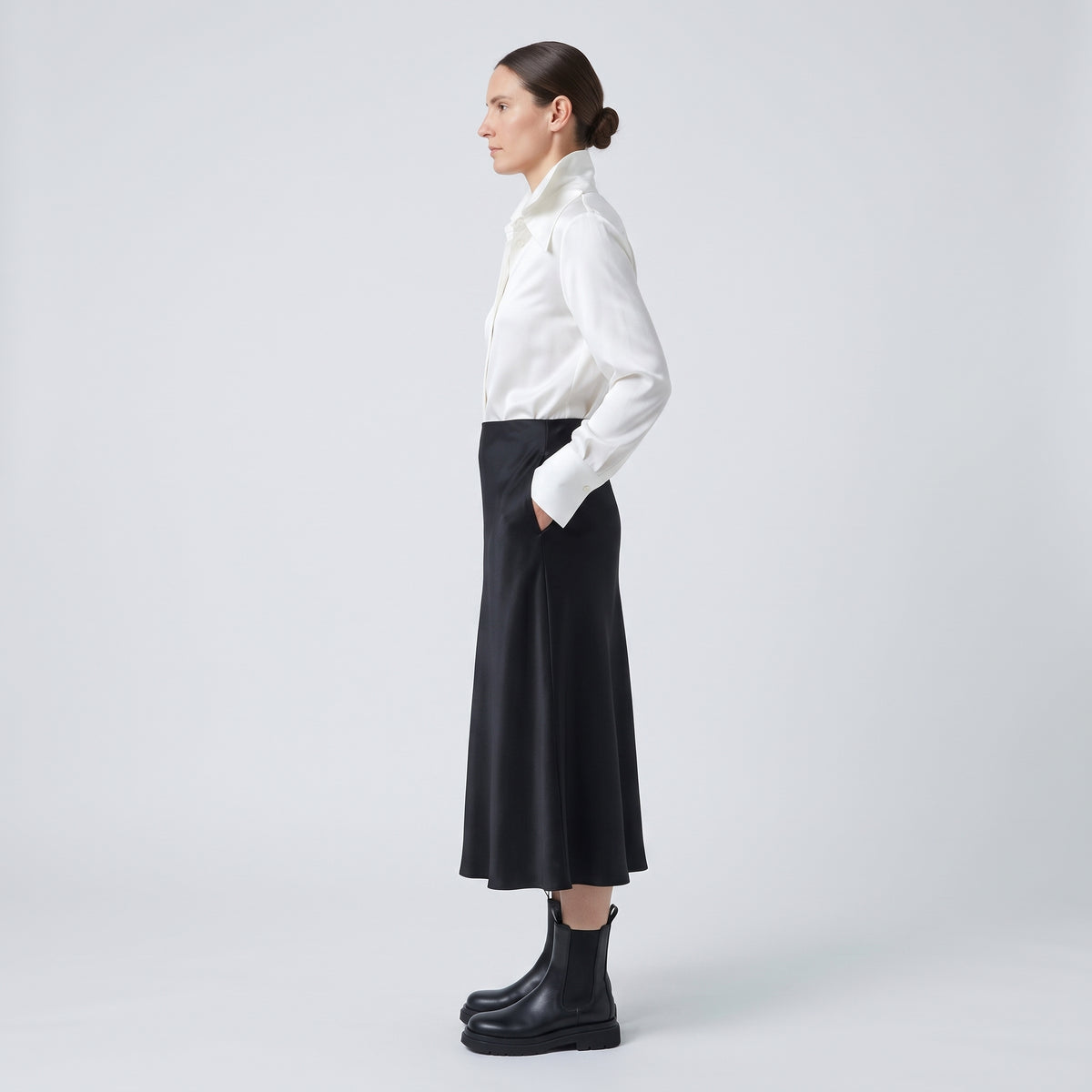 Marielle Satin Midi Skirt