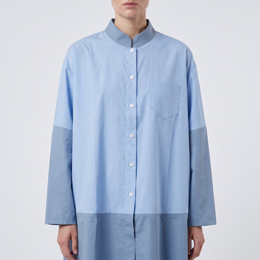TSUNODA Two-Tone Blue Cotton Shirt - view 2