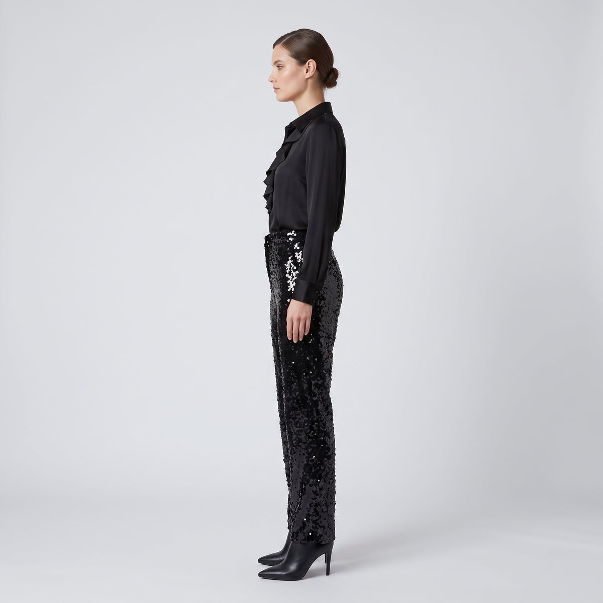 ALBERTA FERRETTI Black Sequin Straight-Leg Trousers - view 4