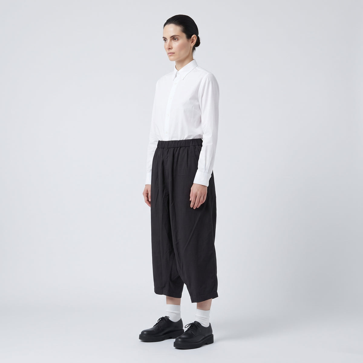 CDG SHIRT Black Drop Crotch Cropped Pants - view 4